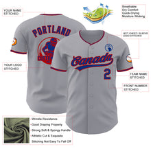 Load image into Gallery viewer, Custom Gray Royal-Red Authentic Baseball Jersey
