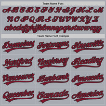 Laden Sie das Bild in den Galerie-Viewer, Custom Gray Crimson-Black Authentic Baseball Jersey
