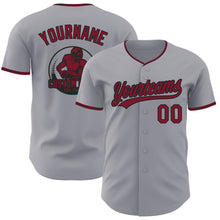 Laden Sie das Bild in den Galerie-Viewer, Custom Gray Crimson-Black Authentic Baseball Jersey
