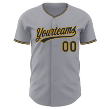 Load image into Gallery viewer, Custom Gray Black-Old Gold Authentic Baseball Jersey
