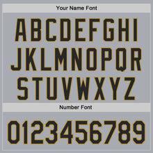 Load image into Gallery viewer, Custom Gray Black-Old Gold Authentic Baseball Jersey
