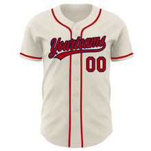 Load image into Gallery viewer, Custom Cream Red-Navy Authentic Baseball Jersey
