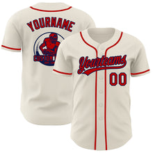 Load image into Gallery viewer, Custom Cream Red-Navy Authentic Baseball Jersey

