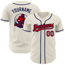 Load image into Gallery viewer, Custom Cream Red-Navy Authentic Baseball Jersey
