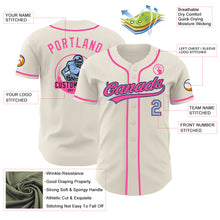 Load image into Gallery viewer, Custom Cream Light Blue Black-Pink Authentic Baseball Jersey
