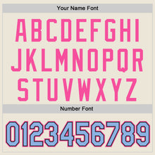 Load image into Gallery viewer, Custom Cream Light Blue Black-Pink Authentic Baseball Jersey
