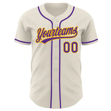 Load image into Gallery viewer, Custom Cream Purple-Gold Authentic Baseball Jersey
