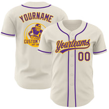 Load image into Gallery viewer, Custom Cream Purple-Gold Authentic Baseball Jersey
