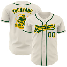 Load image into Gallery viewer, Custom Cream Green-Gold Authentic Baseball Jersey

