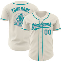 Load image into Gallery viewer, Custom Cream Teal-Gray Authentic Baseball Jersey
