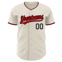 Load image into Gallery viewer, Custom Cream Black-Red Authentic Baseball Jersey
