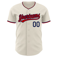 Load image into Gallery viewer, Custom Cream Navy-Red Authentic Baseball Jersey
