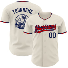 Load image into Gallery viewer, Custom Cream Navy-Red Authentic Baseball Jersey
