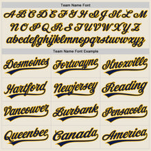 Load image into Gallery viewer, Custom Cream Navy-Gold Authentic Baseball Jersey
