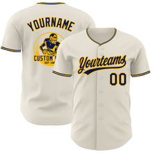 Load image into Gallery viewer, Custom Cream Navy-Gold Authentic Baseball Jersey
