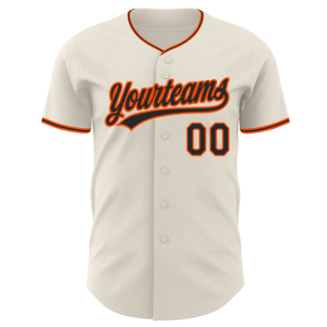 Custom Cream Black-Orange Authentic Baseball Jersey
