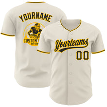 Load image into Gallery viewer, Custom Cream Black-Gold Authentic Baseball Jersey
