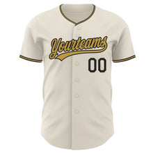 Laden Sie das Bild in den Galerie-Viewer, Custom Cream Black-Old Gold Authentic Baseball Jersey

