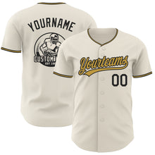 Laden Sie das Bild in den Galerie-Viewer, Custom Cream Black-Old Gold Authentic Baseball Jersey
