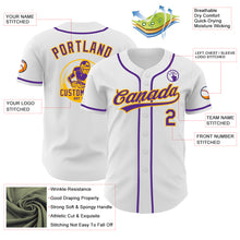 Load image into Gallery viewer, Custom White Purple-Gold Authentic Baseball Jersey
