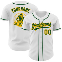 Load image into Gallery viewer, Custom White Green-Gold Authentic Baseball Jersey
