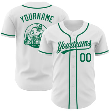 Custom White-Kelly Green Authentic Baseball Jersey