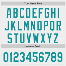 Load image into Gallery viewer, Custom White-Teal Authentic Baseball Jersey
