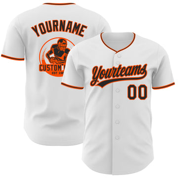 Custom White Black-Orange Authentic Baseball Jersey