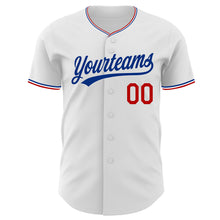 Load image into Gallery viewer, Custom White Red-Royal Authentic Baseball Jersey
