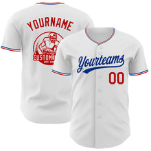 Load image into Gallery viewer, Custom White Red-Royal Authentic Baseball Jersey
