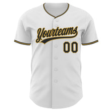Load image into Gallery viewer, Custom White Black-Old Gold Authentic Baseball Jersey
