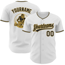Load image into Gallery viewer, Custom White Black-Old Gold Authentic Baseball Jersey
