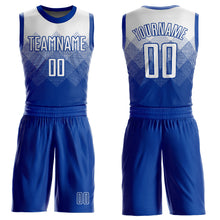 Charger l&#39;image dans la galerie, Custom Royal White Round Neck Sublimation Basketball Suit Jersey
