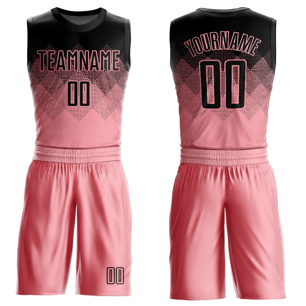 Custom Black Black-Red Round Neck Sublimation Basketball Suit Jersey