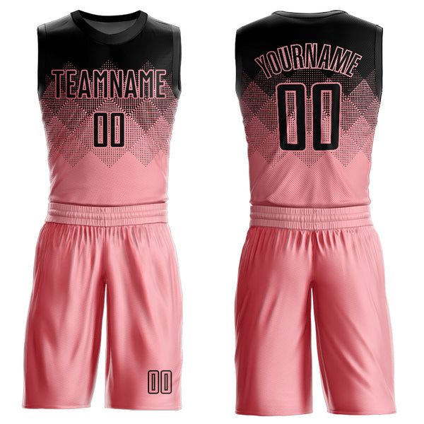 profesional make pink and black sublimated basketball game jersey