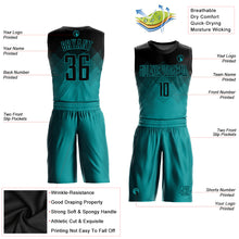 Load image into Gallery viewer, Custom Teal Black Round Neck Sublimation Basketball Suit Jersey
