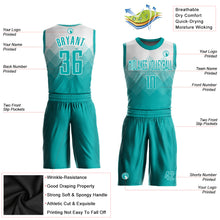 Load image into Gallery viewer, Custom White Aqua Round Neck Sublimation Basketball Suit Jersey
