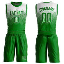 Load image into Gallery viewer, Custom White Grass Green Round Neck Sublimation Basketball Suit Jersey
