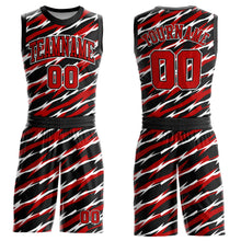 Load image into Gallery viewer, Custom Black Red-White Round Neck Sublimation Basketball Suit Jersey
