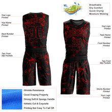 Laden Sie das Bild in den Galerie-Viewer, Custom Black Red Abstract Grunge Art Round Neck Sublimation Basketball Suit Jersey

