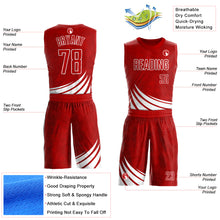 Load image into Gallery viewer, Custom Red White Wind Shapes Round Neck Sublimation Basketball Suit Jersey
