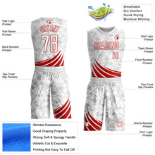 Load image into Gallery viewer, Custom White Red Wind Shapes Round Neck Sublimation Basketball Suit Jersey
