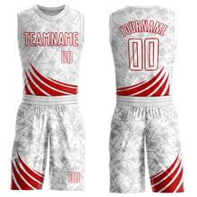 Load image into Gallery viewer, Custom White Red Wind Shapes Round Neck Sublimation Basketball Suit Jersey
