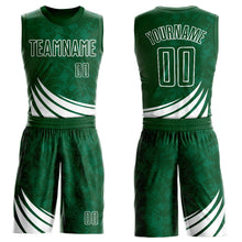 Load image into Gallery viewer, Custom Green White Wind Shapes Round Neck Sublimation Basketball Suit Jersey
