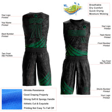 Load image into Gallery viewer, Custom Black Kelly Green Wind Shapes Round Neck Sublimation Basketball Suit Jersey
