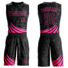 Load image into Gallery viewer, Custom Black Pink Wind Shapes Round Neck Sublimation Basketball Suit Jersey
