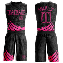 Laden Sie das Bild in den Galerie-Viewer, Custom Black Pink Wind Shapes Round Neck Sublimation Basketball Suit Jersey
