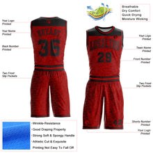Laden Sie das Bild in den Galerie-Viewer, Custom Red Black Color Block Round Neck Sublimation Basketball Suit Jersey
