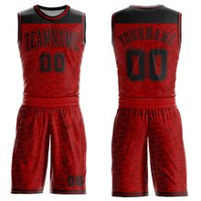 Laden Sie das Bild in den Galerie-Viewer, Custom Red Black Color Block Round Neck Sublimation Basketball Suit Jersey
