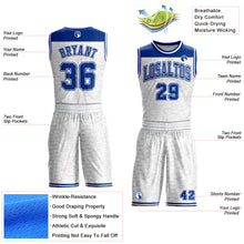 Load image into Gallery viewer, Custom White Royal Color Block Round Neck Sublimation Basketball Suit Jersey
